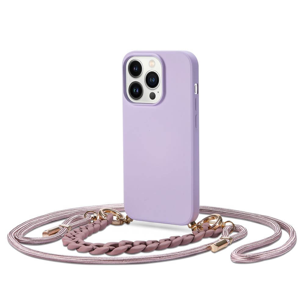 Калъф с Връзка за iPhone 14 Pro Max, Tech-Protect Icon Chain Case, Лилав