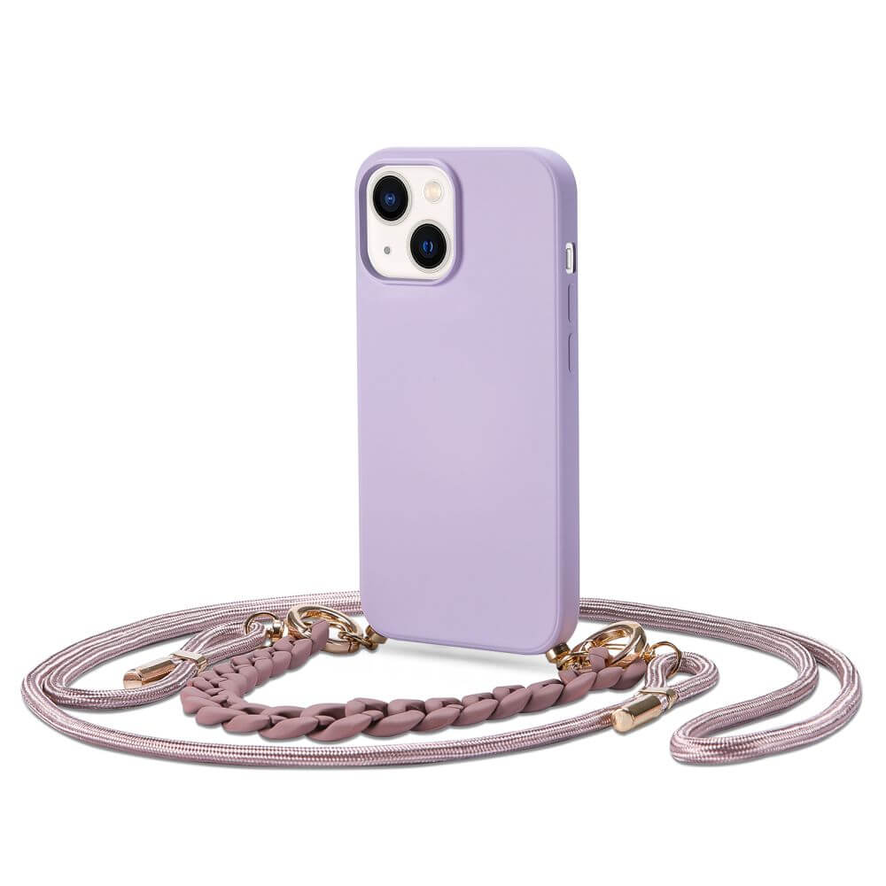 Калъф с Връзка за iPhone 14, Tech-Protect Icon Chain Case, Лилав