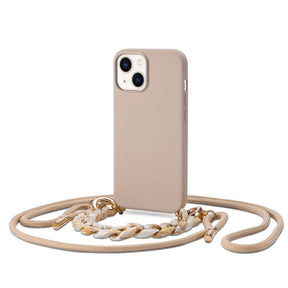 Калъф с Връзка за iPhone 14 Plus, Tech-Protect Icon Chain Case, Бежов