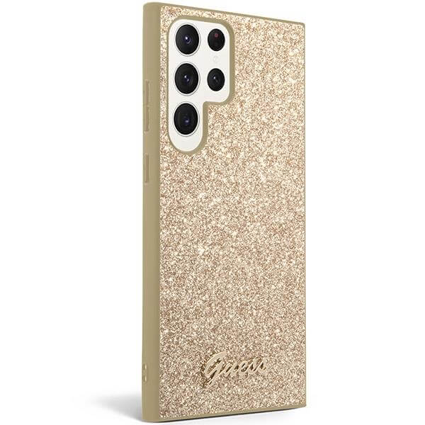 Луксозен Калъф за Samsung S23 Ultra, Guess Glitter Case, Златист (3)