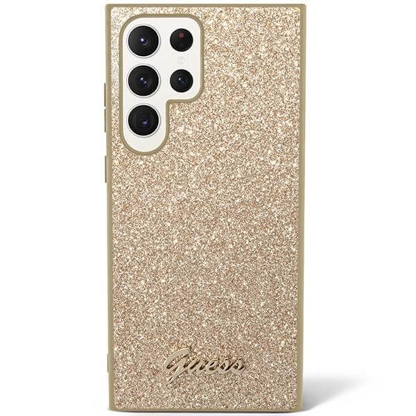 Луксозен Калъф за Samsung S23 Ultra, Guess Glitter Case, Златист (2)