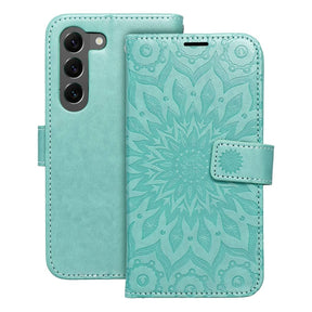 Кожен Калъф за Samsung S23 Plus, Forcell Mezzo Book Case Sun, Зелен