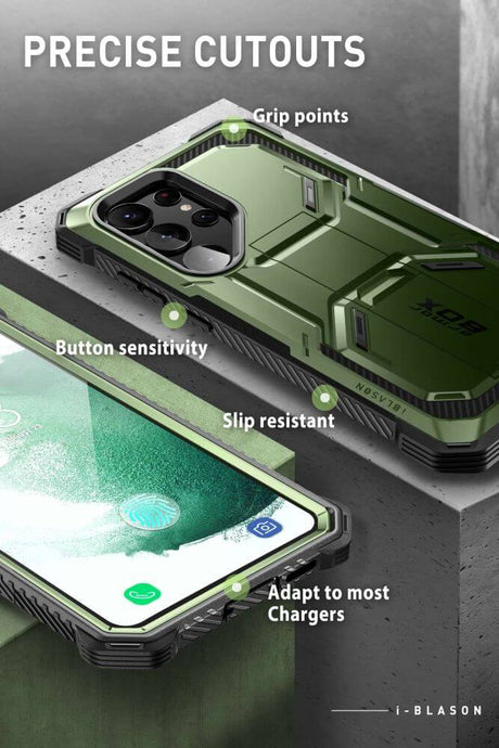 Противоударен Калъф за Samsung S23 Ultra, Supcase Iblsn ArmorBox, Зелен (8)