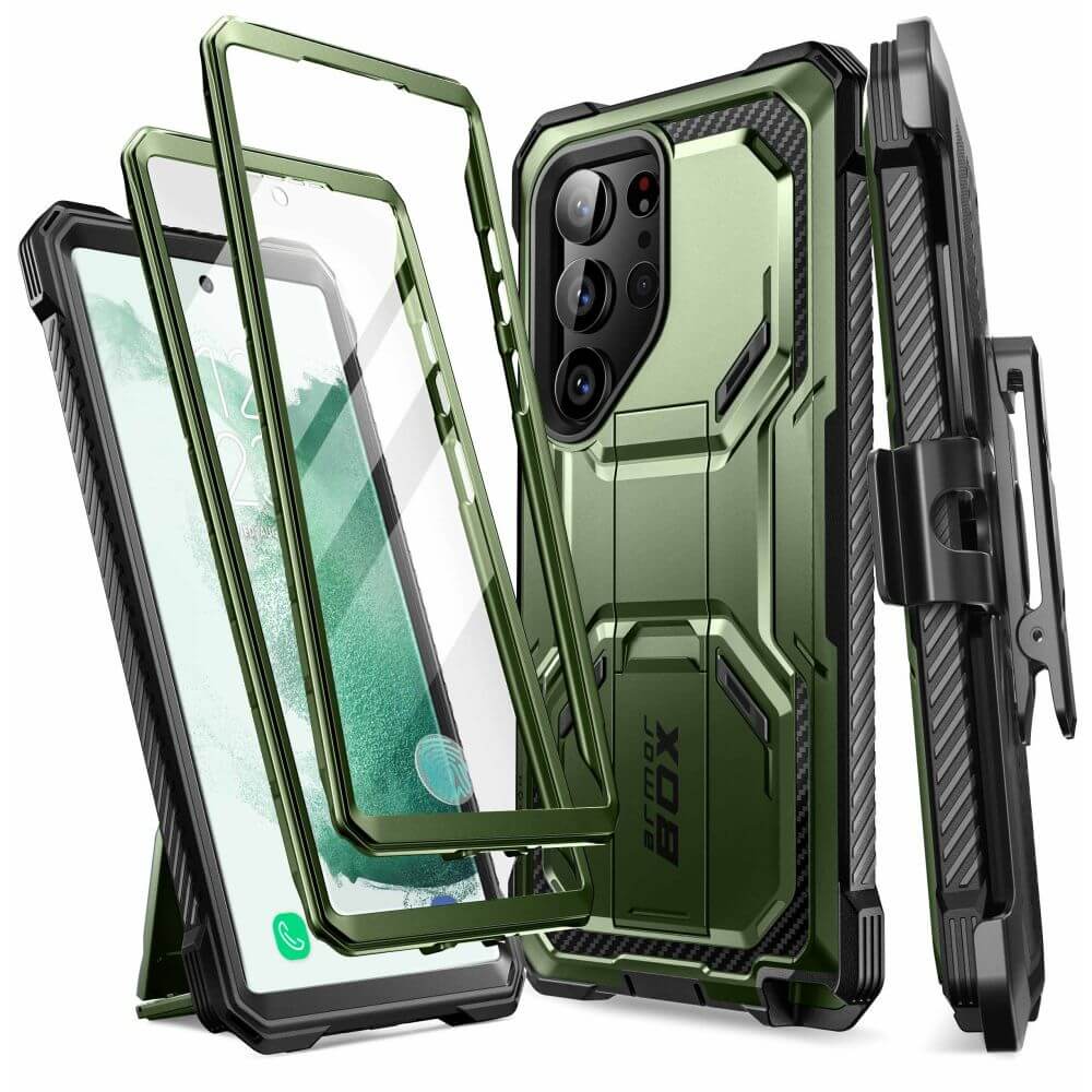 Противоударен Калъф за Samsung S23 Ultra, Supcase Iblsn ArmorBox, Зелен