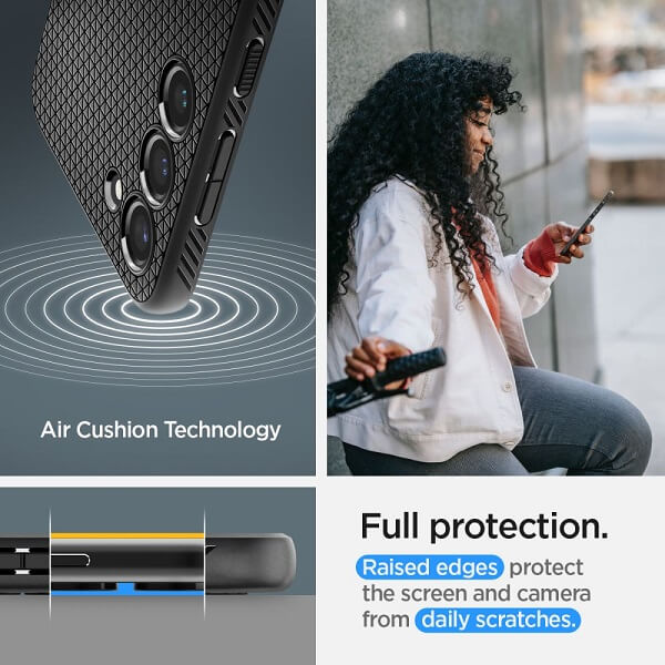 Противоударен Силиконов Калъф за Samsung S23, Spigen Liquid Air Case, Черен (7)