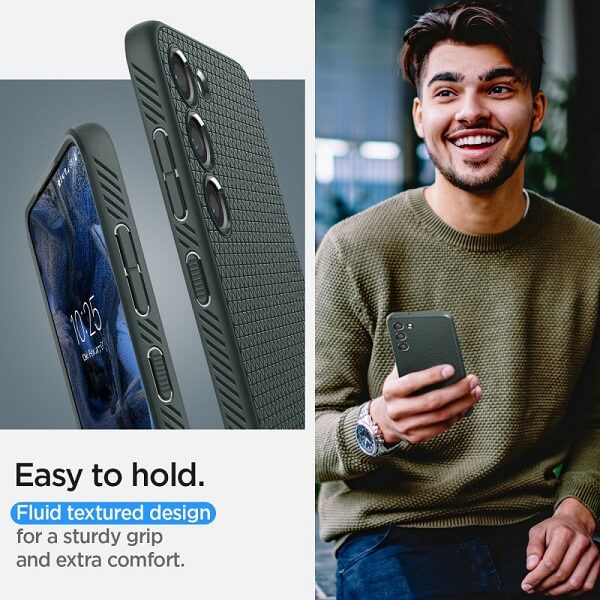 Противоударен Силиконов Калъф за Samsung S23, Spigen Liquid Air Case, Зелен (6)