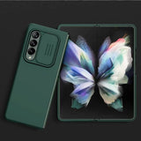 Калъф с Плъзгач за Камера за Samsung Z Fold 3, Nillkin CamShield Silky Case, Зелен (7)