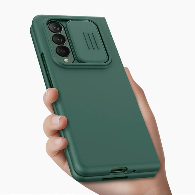 Калъф с Плъзгач за Камера за Samsung Z Fold 3, Nillkin CamShield Silky Case, Зелен (6)