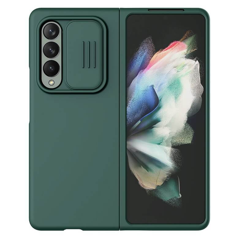 Калъф с Плъзгач за Камера за Samsung Z Fold 3, Nillkin CamShield Silky Case, Зелен (2)