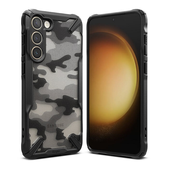 Противоударен Хибриден Калъф за Samsung S23 Plus, Ringke Fusion X Camouflage Case, Черен (2)
