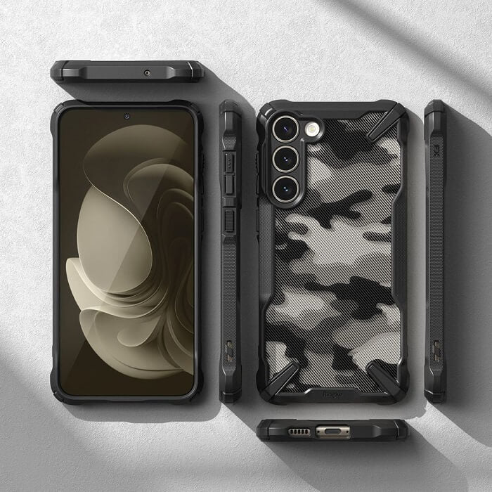 Противоударен Хибриден Калъф за Samsung S23 Plus, Ringke Fusion X Camouflage Case, Черен (4)