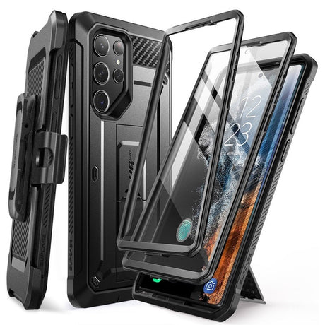 Противоударен Калъф 3в1 за Samsung S23 Ultra, Supcase Unicorn Beetle Pro Set, Черен (2)