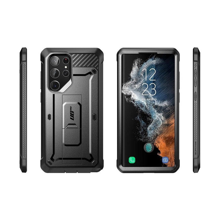 Противоударен Калъф 3в1 за Samsung S23 Ultra, Supcase Unicorn Beetle Pro Set, Черен (4)