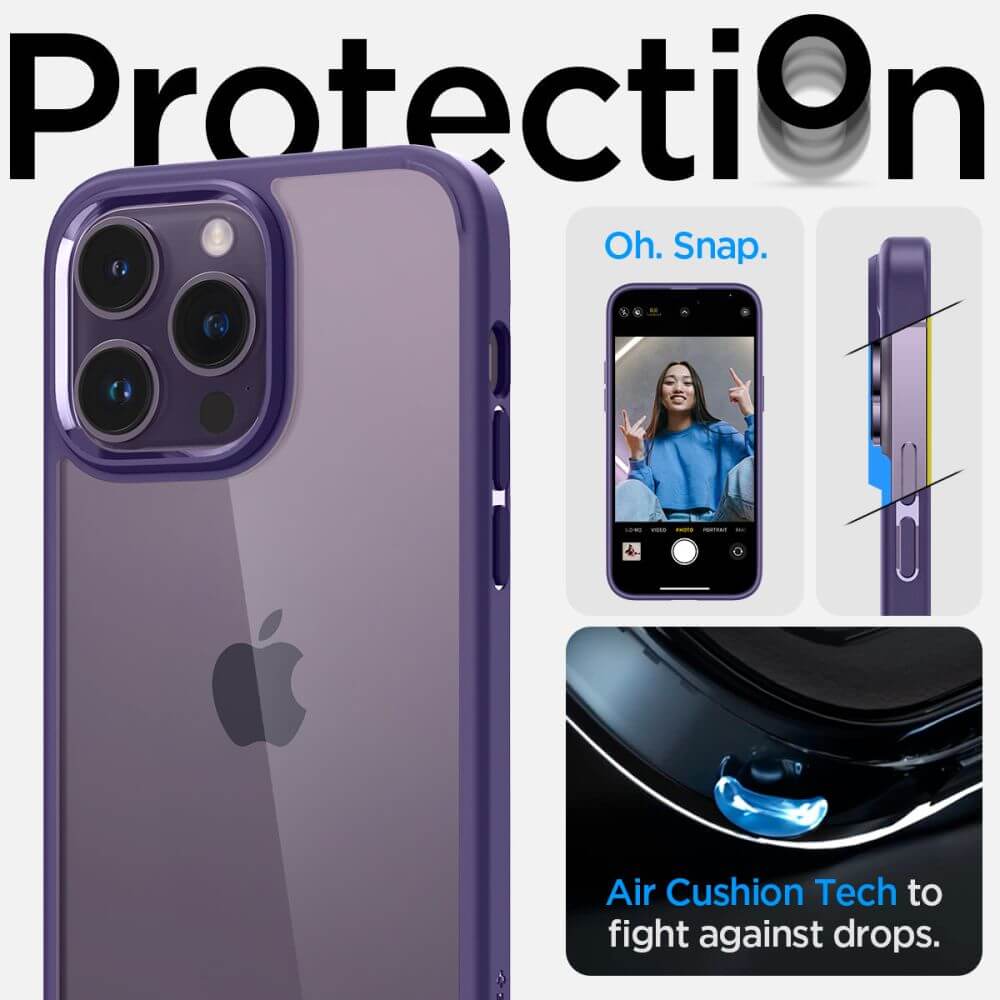 Противоударен Калъф за iPhone 14 Pro Max, Spigen Ultra Hybrid Case, Лилав (8)