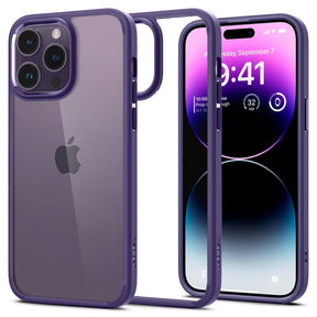Противоударен Калъф за iPhone 14 Pro, Spigen Ultra Hybrid Case, Лилав