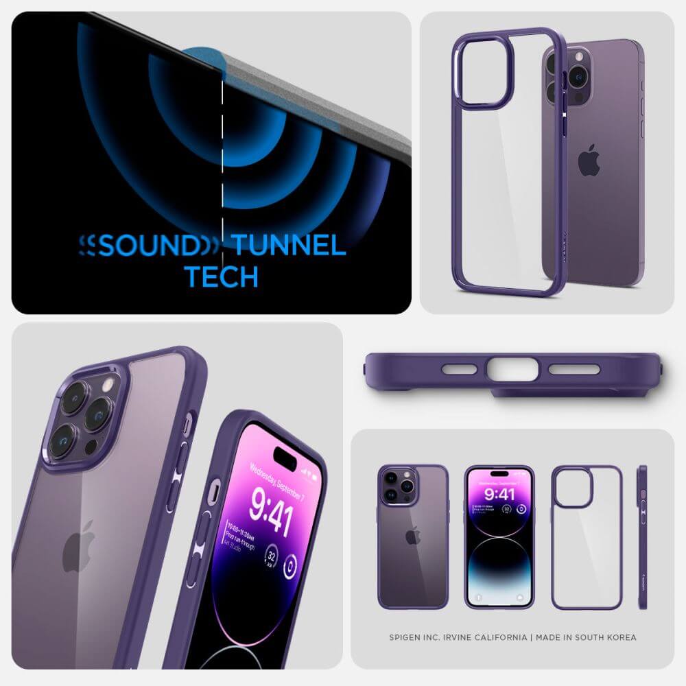 Противоударен Калъф за iPhone 14 Pro Max, Spigen Ultra Hybrid Case, Лилав (9)