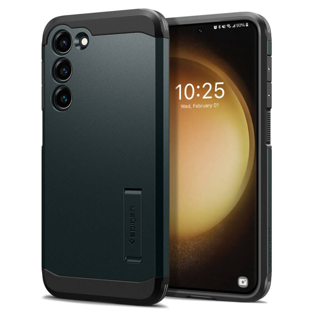 Противоударен Хибриден Калъф за Samsung S23, Spigen Tough Armor Case, Зелен