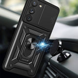 Калъф с Предпазител за Камера и Стойка за Samsung A14, Tech-Protect Kickstand Pro Case, Черен (2)
