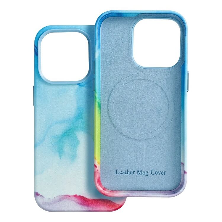 Magsafe Кожен Калъф за iPhone 14 Pro, Forcell Leather Splash Case, Син (5)