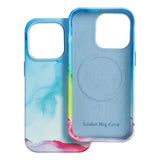Magsafe Кожен Калъф за iPhone 14 Pro, Forcell Leather Splash Case, Син (5)