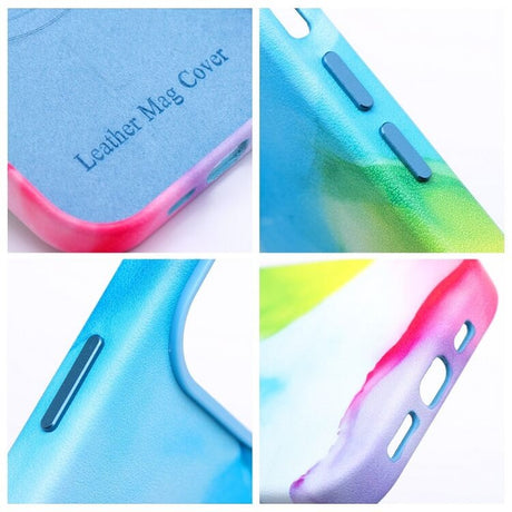 Magsafe Кожен Калъф за iPhone 14 Pro, Forcell Leather Splash Case, Син (4)