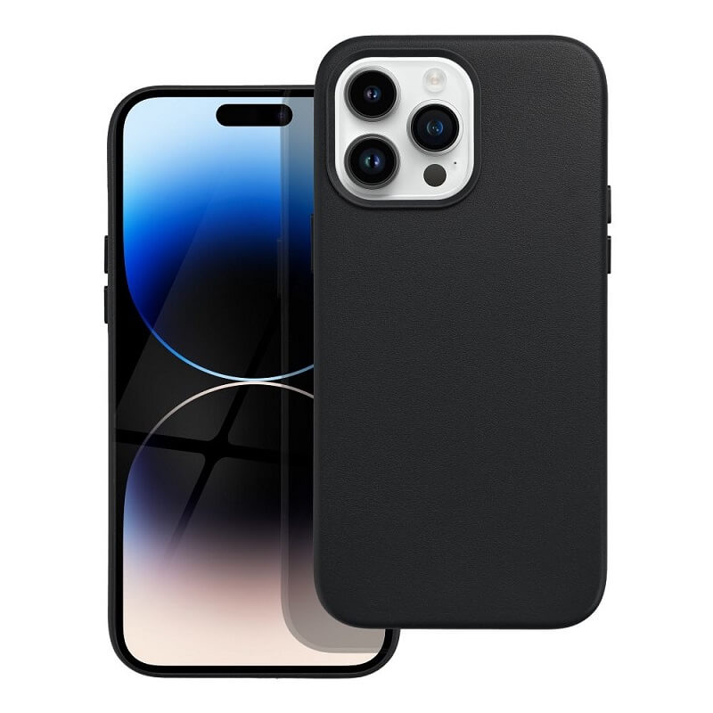 Magsafe Кожен Калъф за iPhone 14 Pro Max, Forcell Leather Case, Черен
