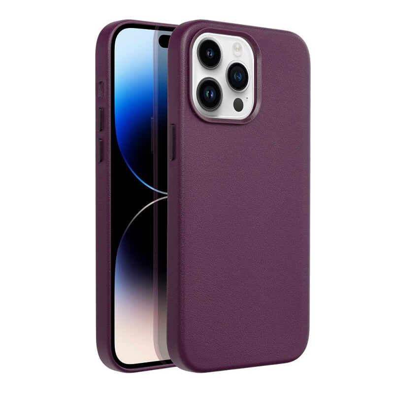 Magsafe Кожен Калъф за iPhone 14 Pro, Forcell Leather Case, Лилав (2)