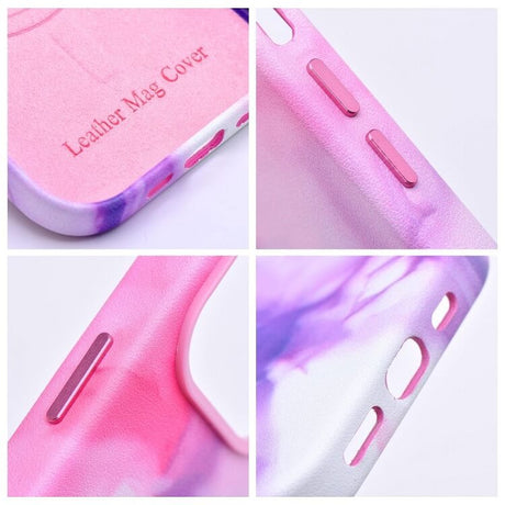 Magsafe Кожен Калъф за iPhone 14 Plus, Forcell Leather Splash Case, Розов (5)