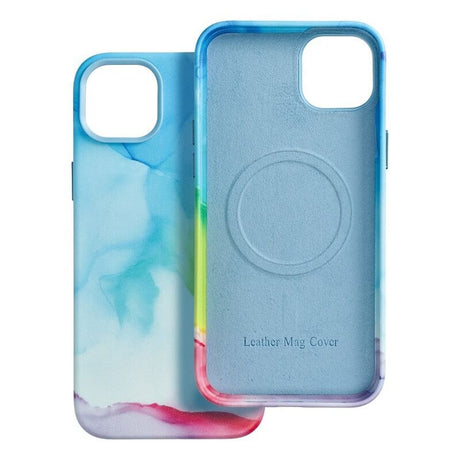 Magsafe Кожен Калъф за iPhone 14 Plus, Forcell Leather Splash Case, Син (5)