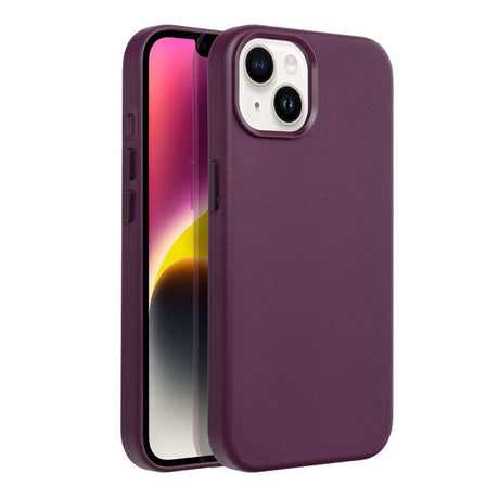 Magsafe Кожен Калъф за iPhone 14, Forcell Leather Case, Лилав (2)
