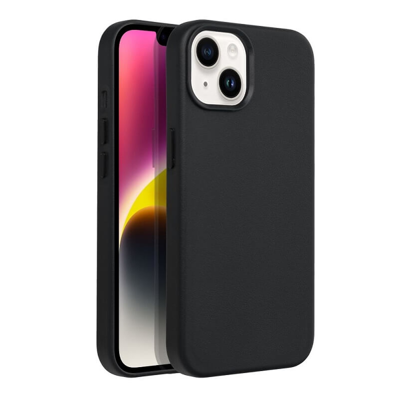 Magsafe Кожен Калъф за iPhone 14, Forcell Leather Mag Cover Leather Case, Черен (2)