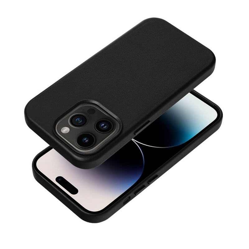 Magsafe Кожен Калъф за iPhone 14, Forcell Leather Mag Cover Leather Case, Черен (3)