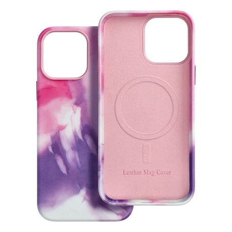 Magsafe Кожен Калъф за iPhone 13 Pro, Forcell Leather Splash Case, Розов (4)