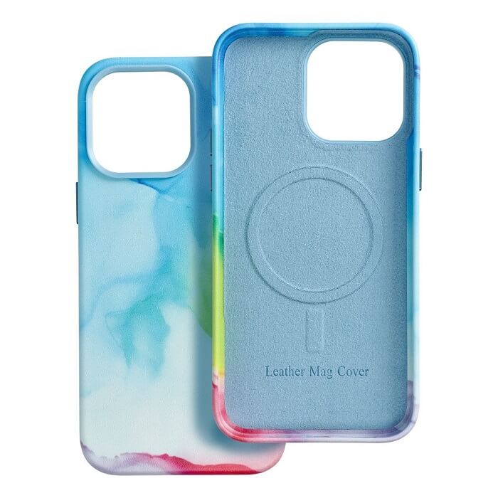 Magsafe Кожен Калъф за iPhone 13 Pro Max, Forcell Leather Splash Case, Син (5)