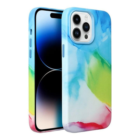 Magsafe Кожен Калъф за iPhone 13, Forcell Leather Splash Case, Син (2)
