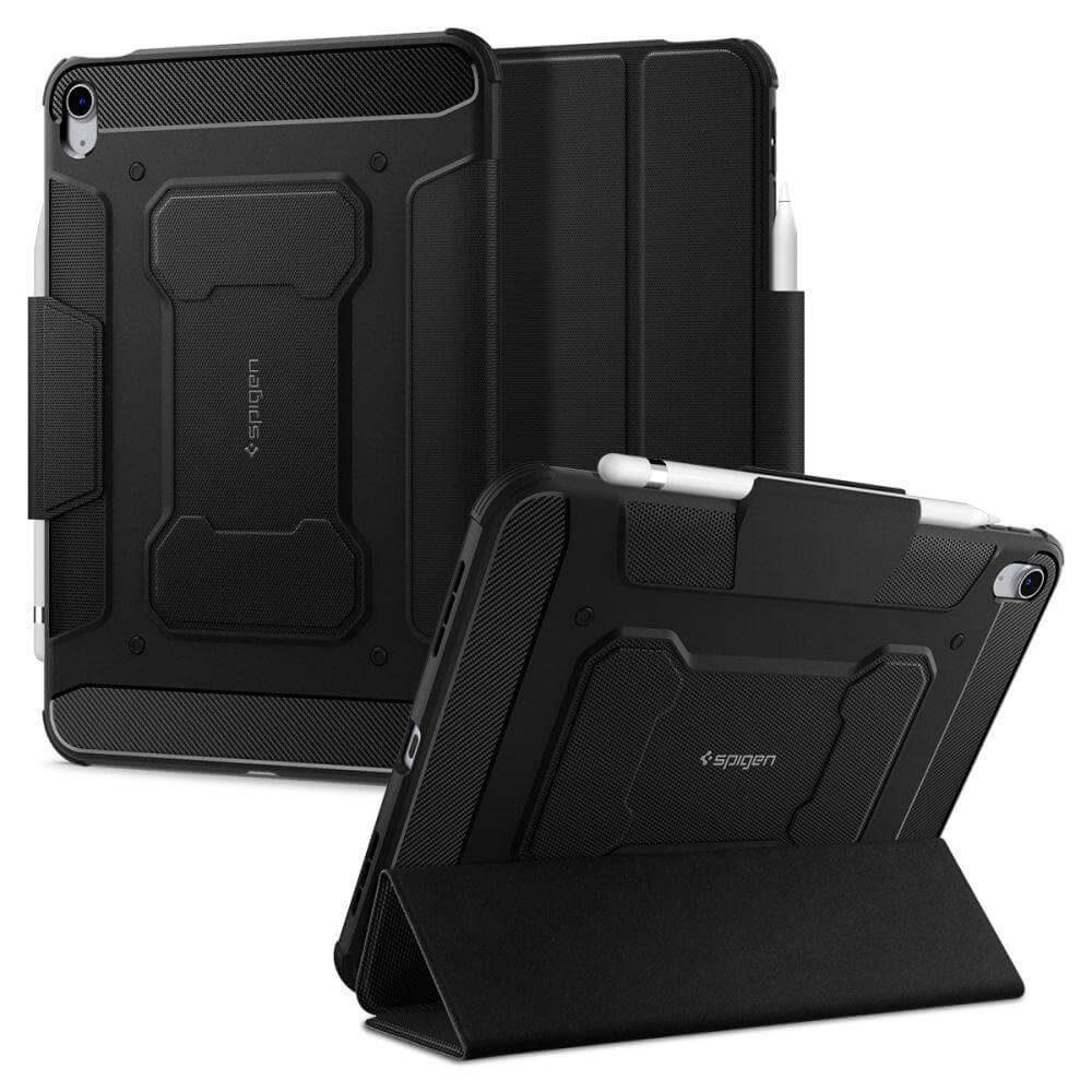 Противоударен Калъф за iPad 11th 2025 A16/ 10th 2022, Spigen Rugged Armor Pro Case, Черен