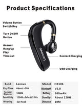 Безжична Слушалка, Lenovo HX106 Business Handsfree Bluetooth, Черен (7)