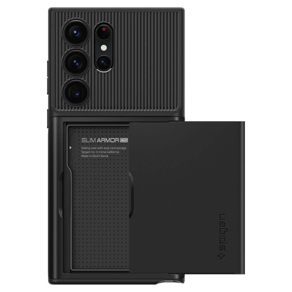 Калъф с Джоб за Карти за Samsung S23 Ultra, Spigen Slim Armor CS Case, Черен (5)