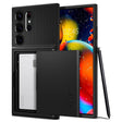 Калъф с Джоб за Карти за Samsung S23 Ultra, Spigen Slim Armor CS Case, Черен