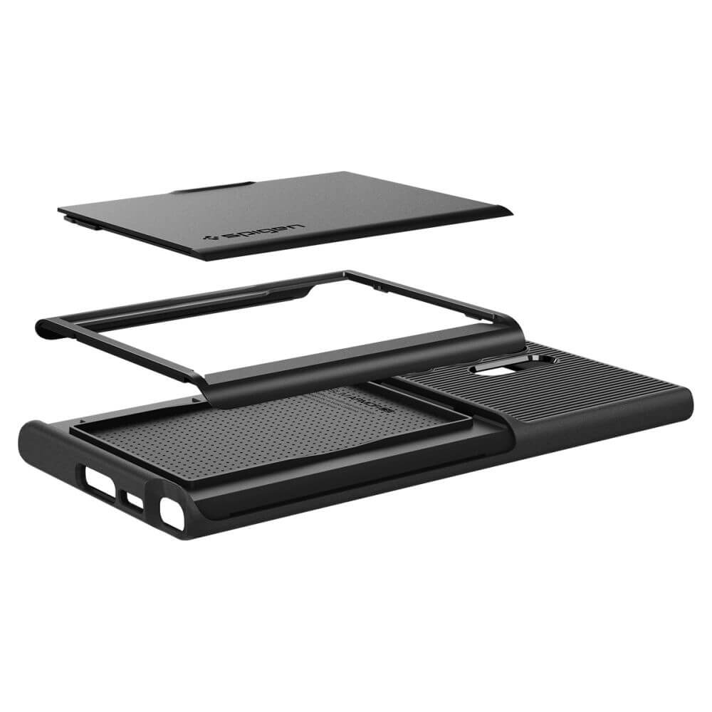 Калъф с Джоб за Карти за Samsung S23 Ultra, Spigen Slim Armor CS Case, Черен (3)