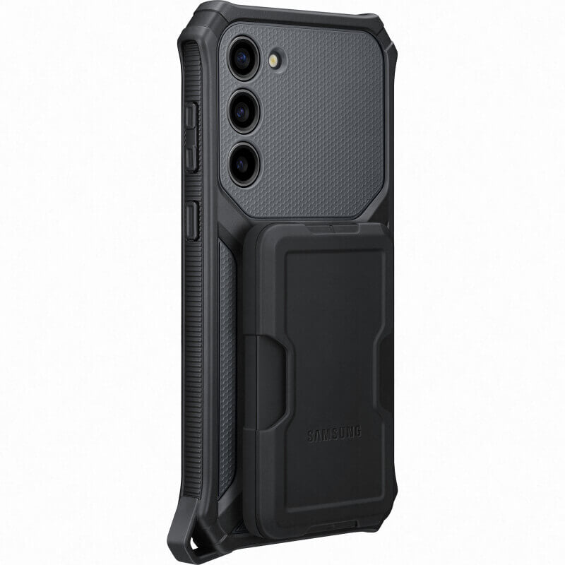 Оригинален Калъф с Поставка и Джоб за Samsung S23, Rugged Gadget Case EF-RS911CBEGWW, Черен (5)
