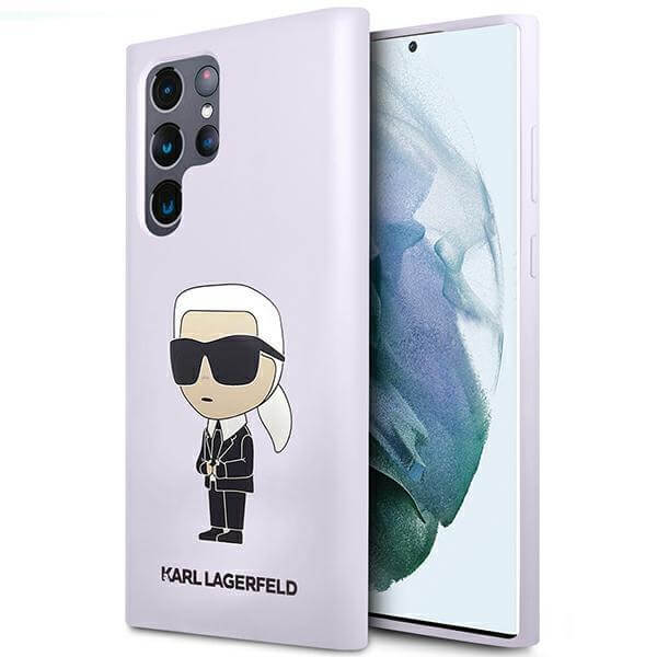 Луксозен Калъф за Samsung S23 Ultra, Karl Lagerfeld Silicone Ikonik Case, Лилав (2)
