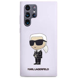 Луксозен Калъф за Samsung S23 Ultra, Karl Lagerfeld Silicone Ikonik Case, Лилав
