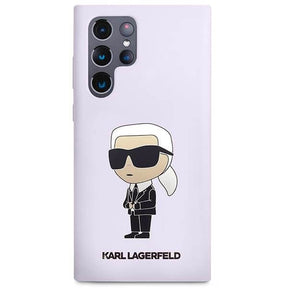 Луксозен Калъф за Samsung S23 Ultra, Karl Lagerfeld Silicone Ikonik Case, Лилав