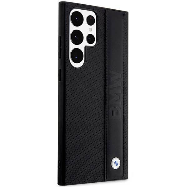 Луксозен Калъф за Samsung S23 Ultra, BMW Leather Textured & Stripe Case, Черен (4)