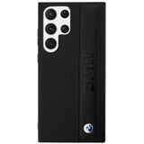 Луксозен Калъф за Samsung S23 Ultra, BMW Leather Textured & Stripe Case, Черен (3)