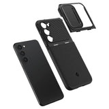 Калъф с Камерен Предпазител за Samsung S23, Spigen Optik Armor Case, Черен (8)
