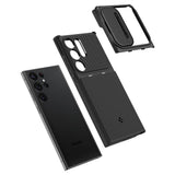 Калъф с Камерен Предпазител за Samsung S23 Ultra, Spigen Optik Armor Case, Черен (7)
