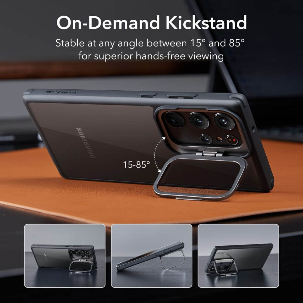 Калъф с Поставка за Samsung S23 Ultra, ESR Classic Hybrid Kickstand Case, Черен (7)