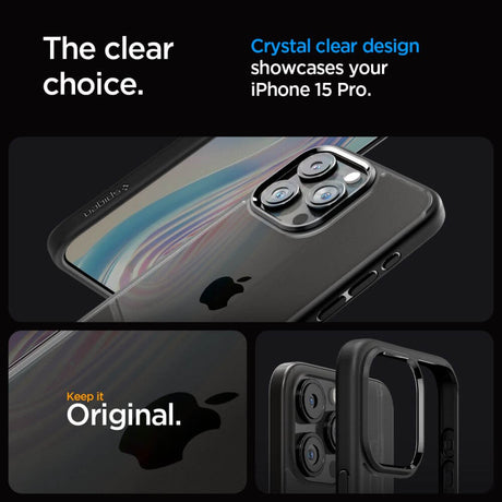 Противоударен Калъф за iPhone 15 Pro, Spigen Ultra Hybrid Case, Черен (8)